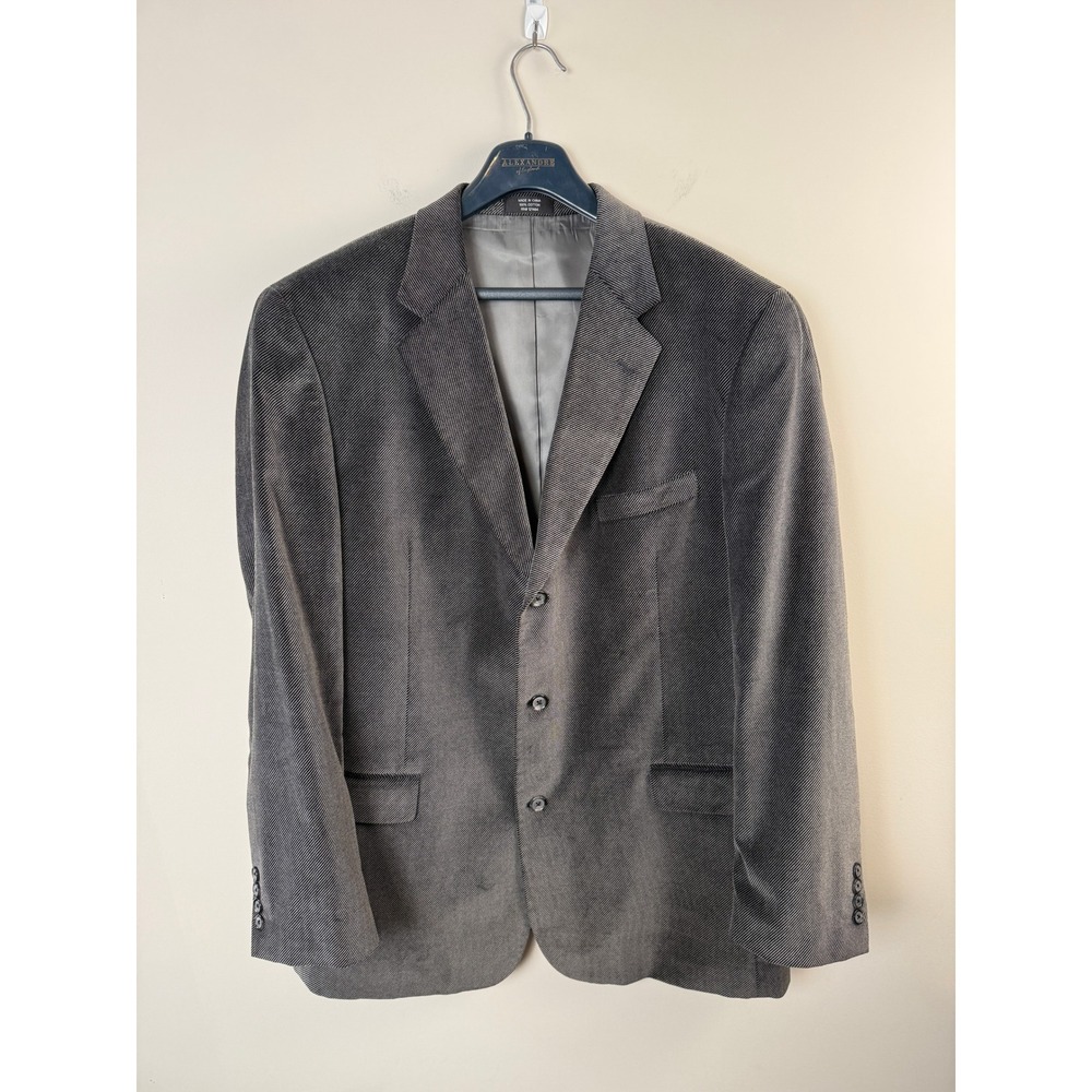 Linea Uomo Blazer Mens XL Grey Corduroy Three Button Sport Coat Cotton Jacket